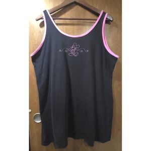 Vintage Disney Mickey Unlimited Black Pink Ringer Tank Top Plus Size 20W/4D